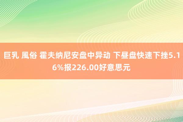 巨乳 風俗 霍夫纳尼安盘中异动 下昼盘快速下挫5.16%报226.00好意思元