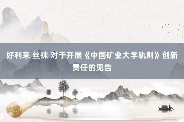好利来 丝袜 对于开展《中国矿业大学轨则》创新责任的见告