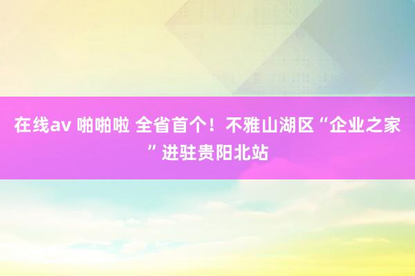 在线av 啪啪啦 全省首个！不雅山湖区“企业之家”进驻贵阳北站